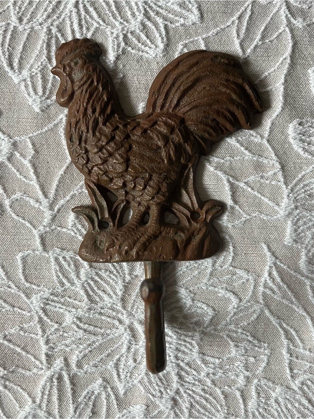 Vintage Brown Rooster Cast Iron Wall Hook